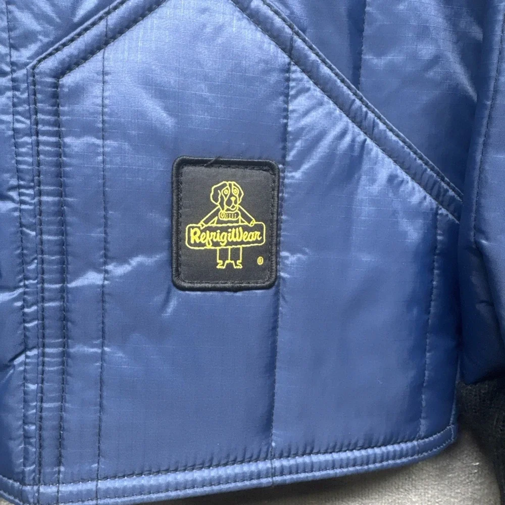 RefrigiWear Blue‎ Quilted Insulated Workwear Bomber Jacket Men's Medium Nylon